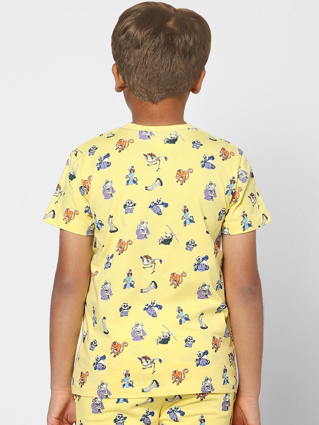 Boys X Kung Fu Panda Yellow Printed Co-ord T-shirt