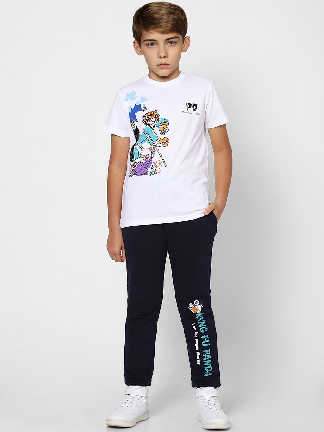 Boys X Kung Fu Panda White Graphic Print T-shirt - 4/5Y