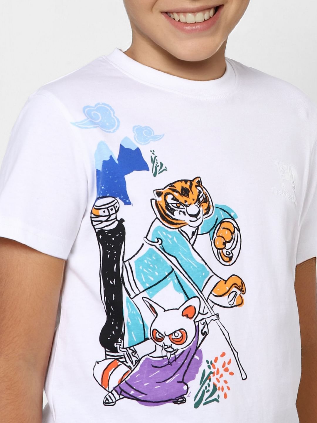 Boys X Kung Fu Panda White Graphic Print T-shirt