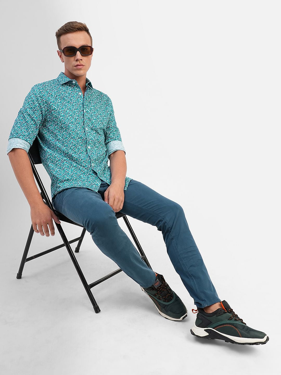 Blue Low Rise Slim Fit Chinos