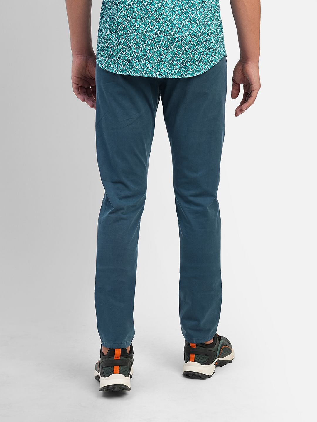 Blue Low Rise Slim Fit Chinos