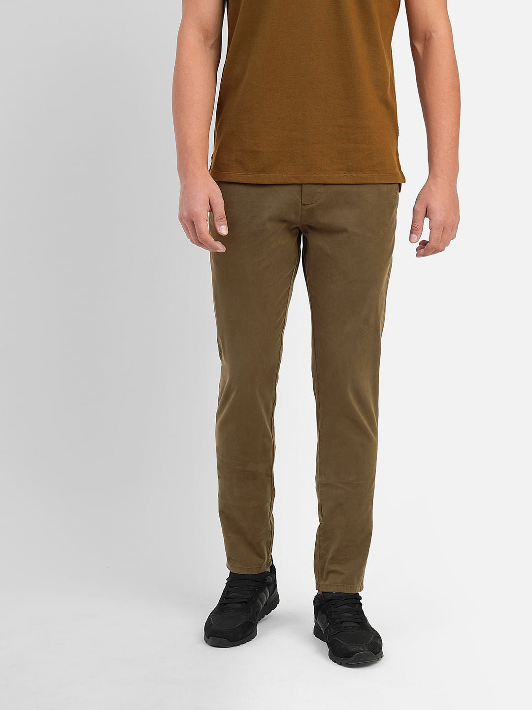 Brown Low Rise Slim Fit Chinos
