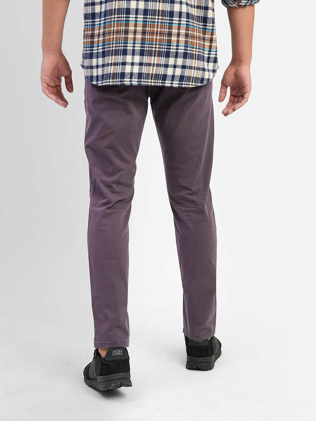 Purple Low Rise Slim Fit Chinos