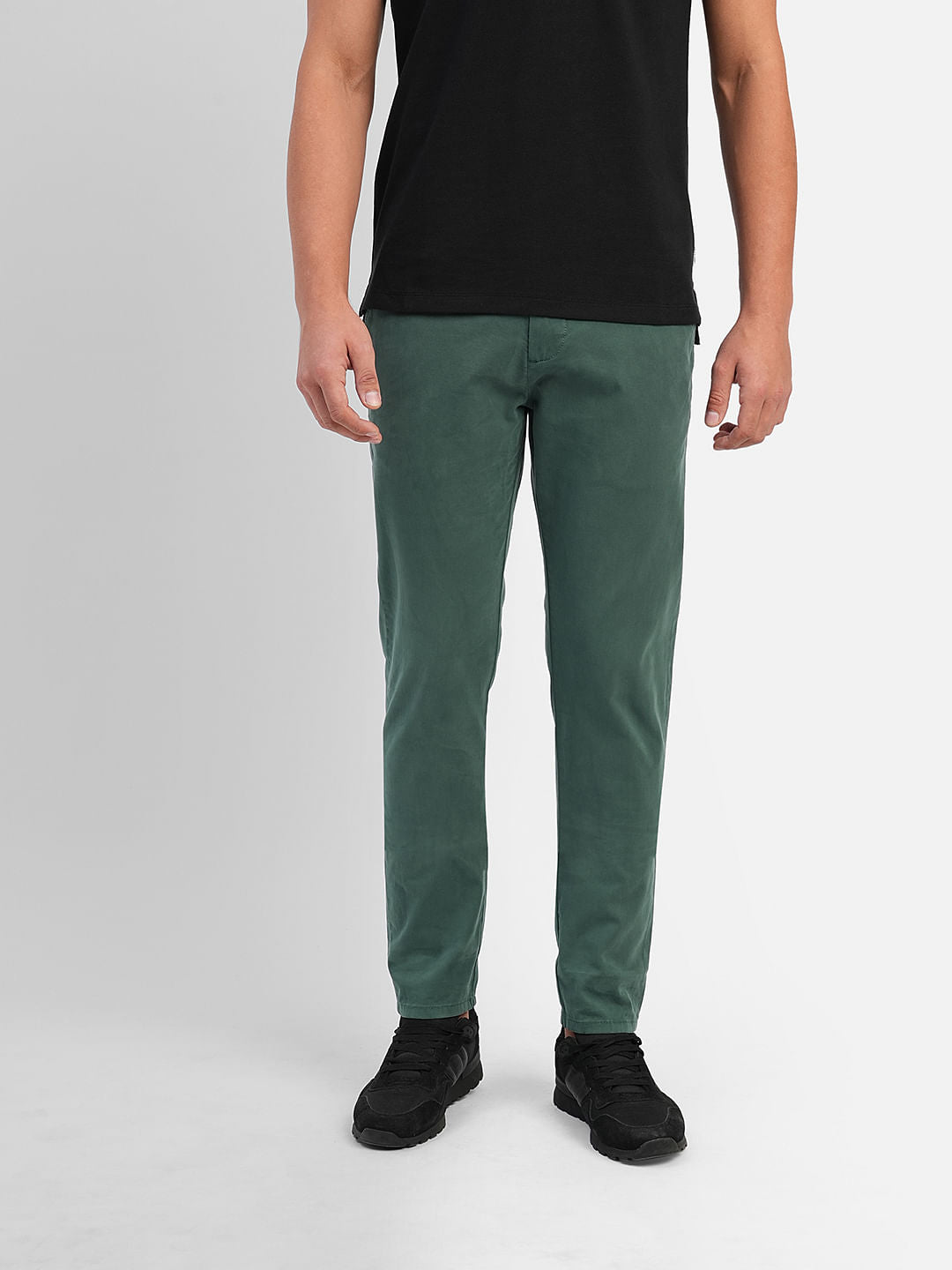 Green Low Rise Slim Fit Chinos