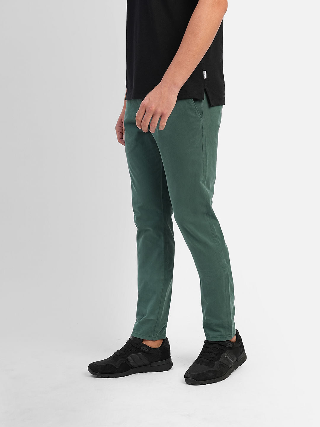 Green Low Rise Slim Fit Chinos