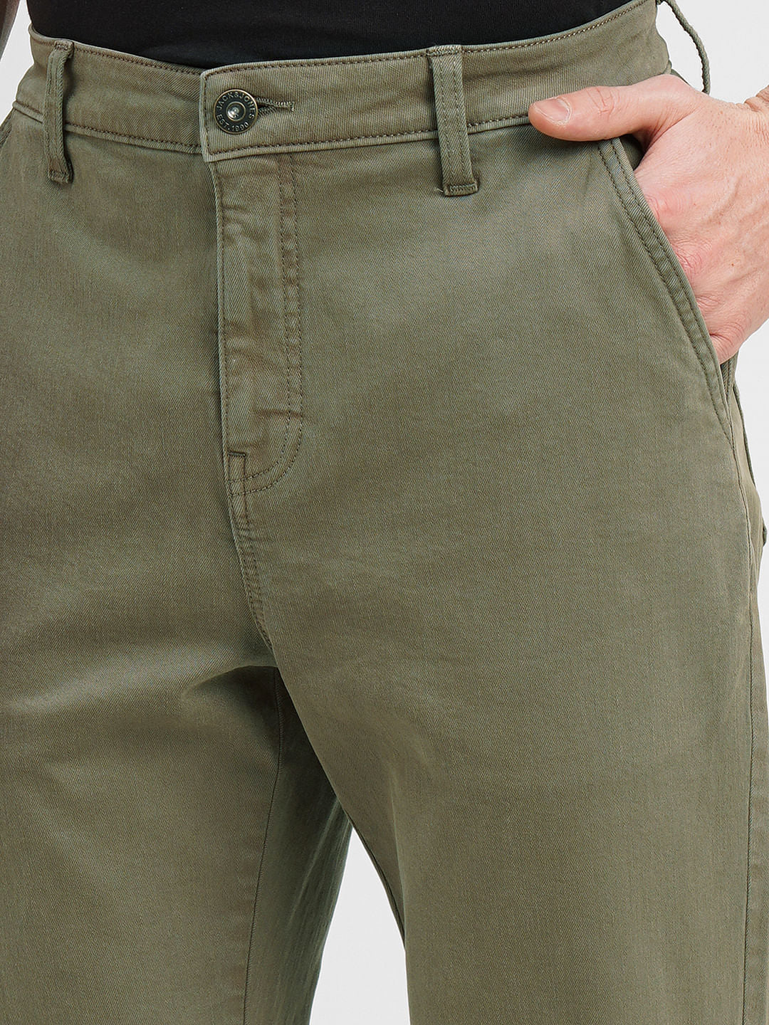 Olive Green Low Rise Slim Fit Pants