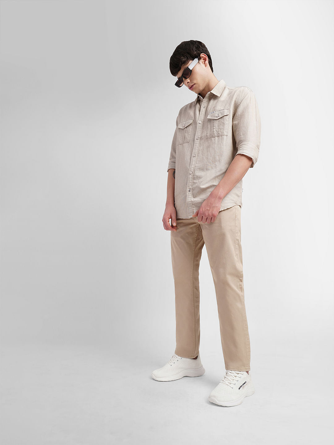 Beige Slim Fit Chinos - 31/32