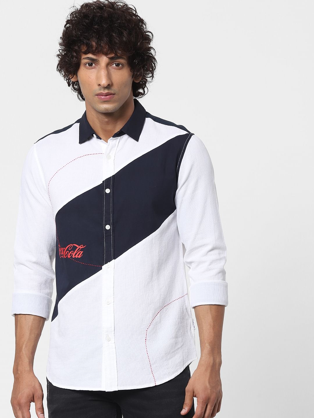 COCA COLA White Printed Full Sleeves Shirt
