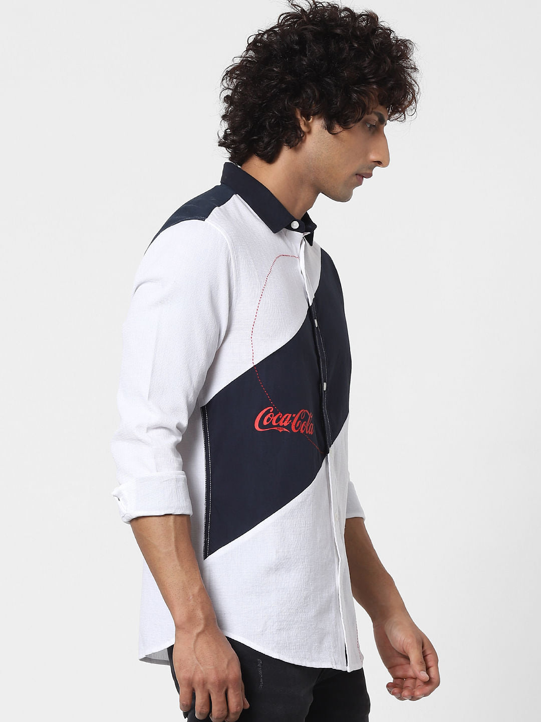 COCA COLA White Printed Full Sleeves Shirt