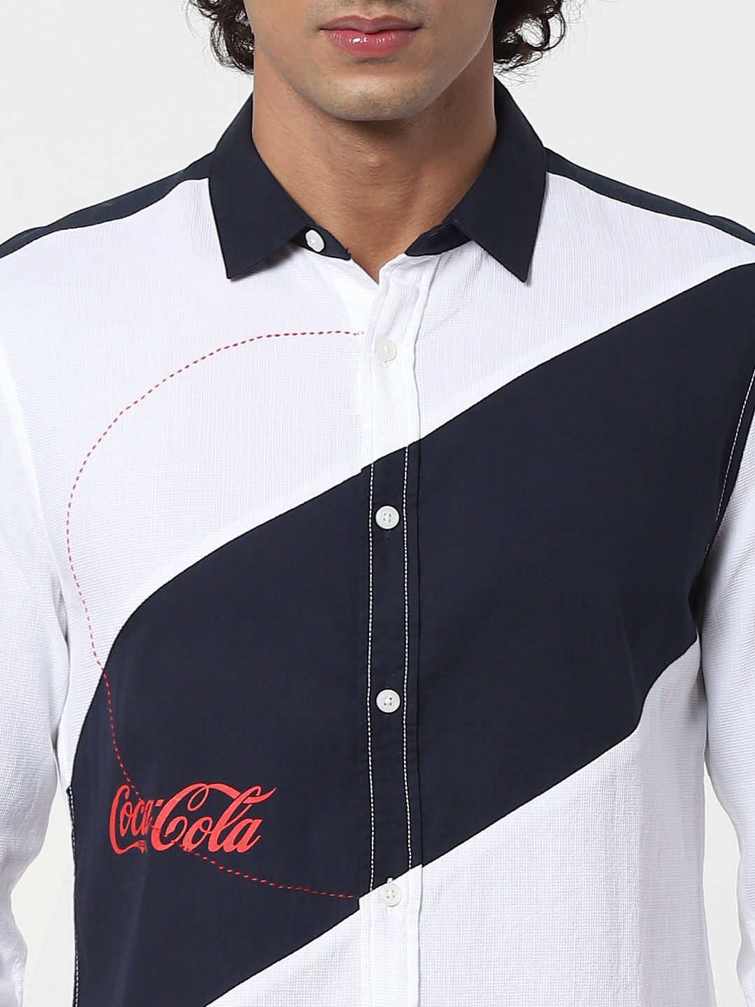 COCA COLA White Printed Full Sleeves Shirt