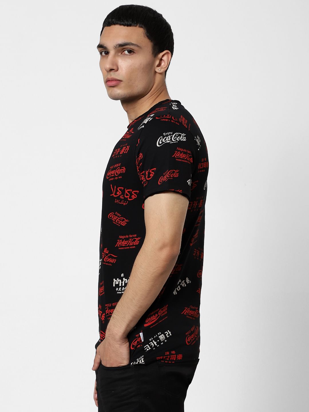 COCA COLA Black Logo Print Crew Neck T-shirt