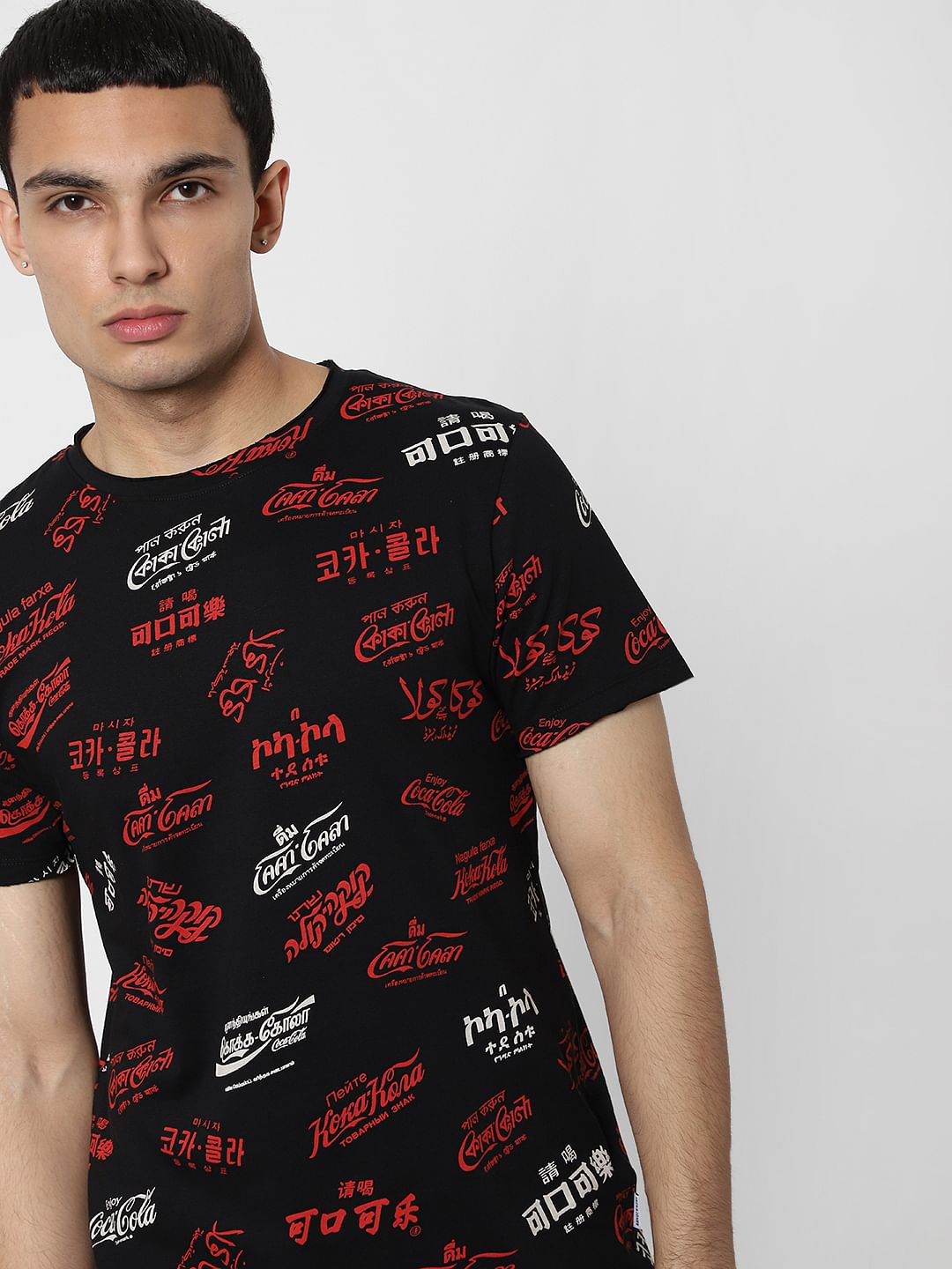 COCA COLA Black Logo Print Crew Neck T-shirt