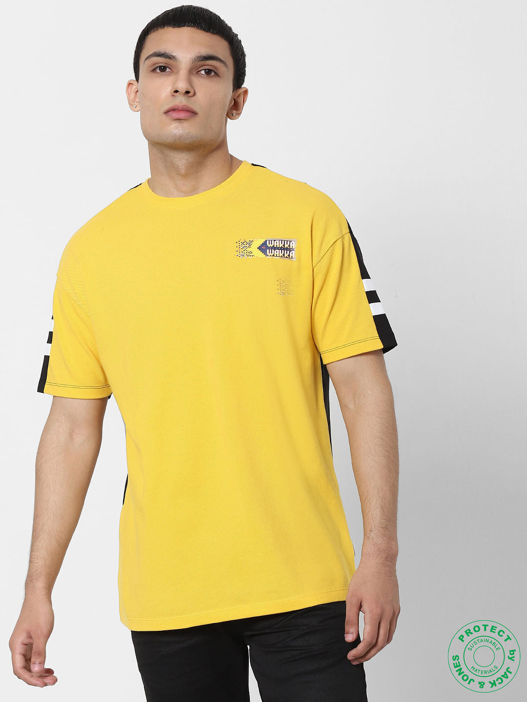 X PAC-MAN Yellow Graphic Print Crew Neck T-shirt - S