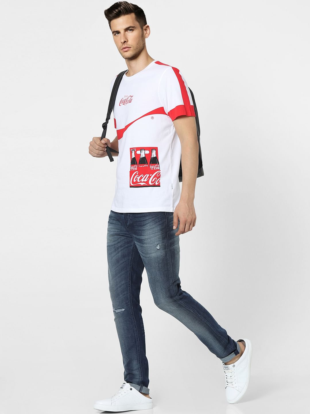 Coca Cola White Graphic Print Crew Neck T-shirt - S