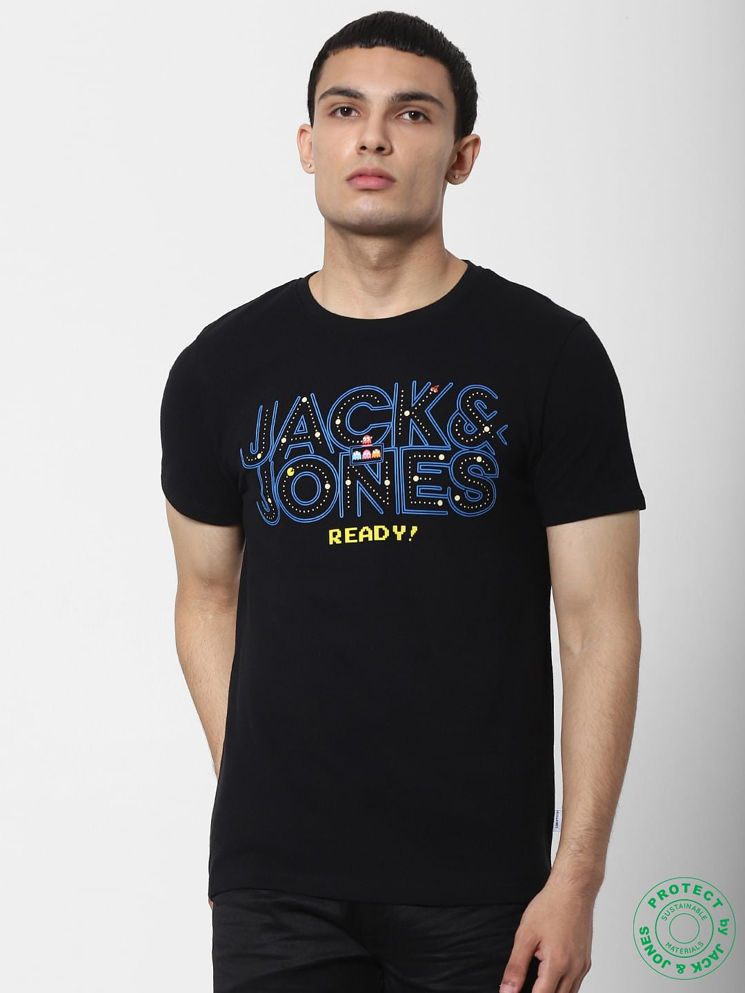X PAC-MAN Black Logo Print Crew Neck T-shirt - S