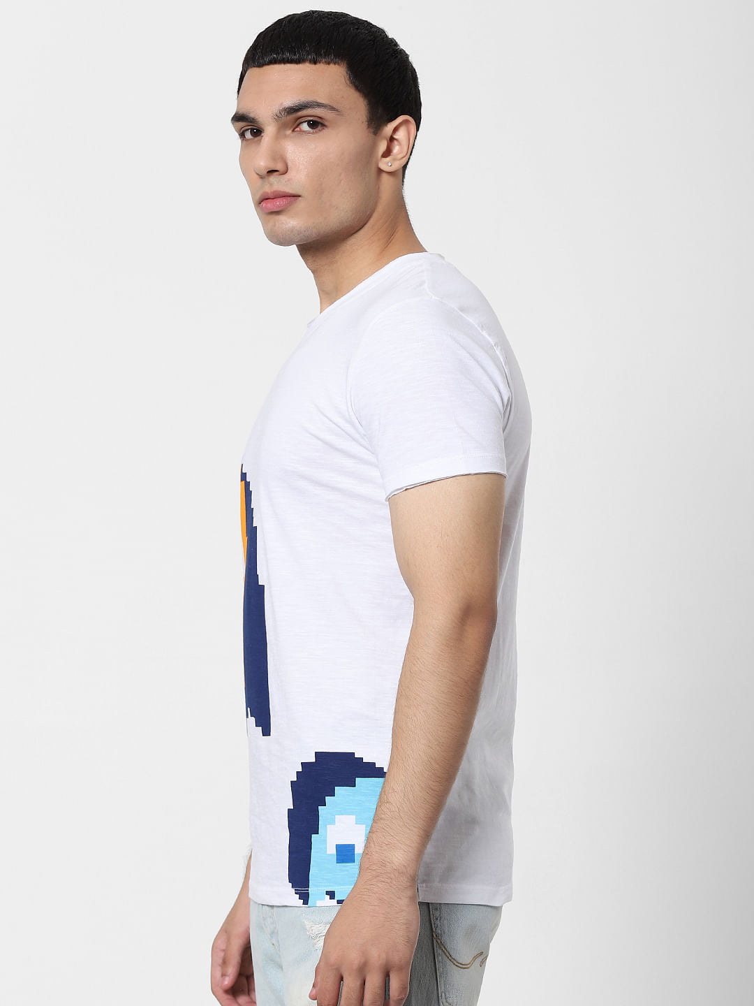 X PAC-MAN White Graphic Print Crew Neck T-shirt