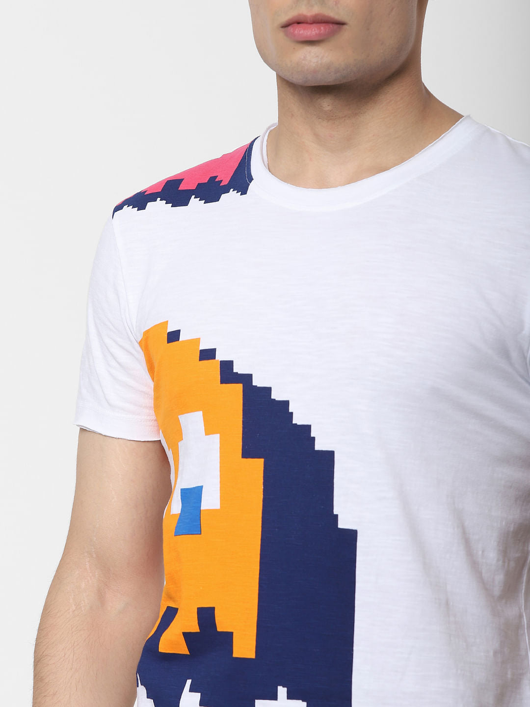 X PAC-MAN White Graphic Print Crew Neck T-shirt