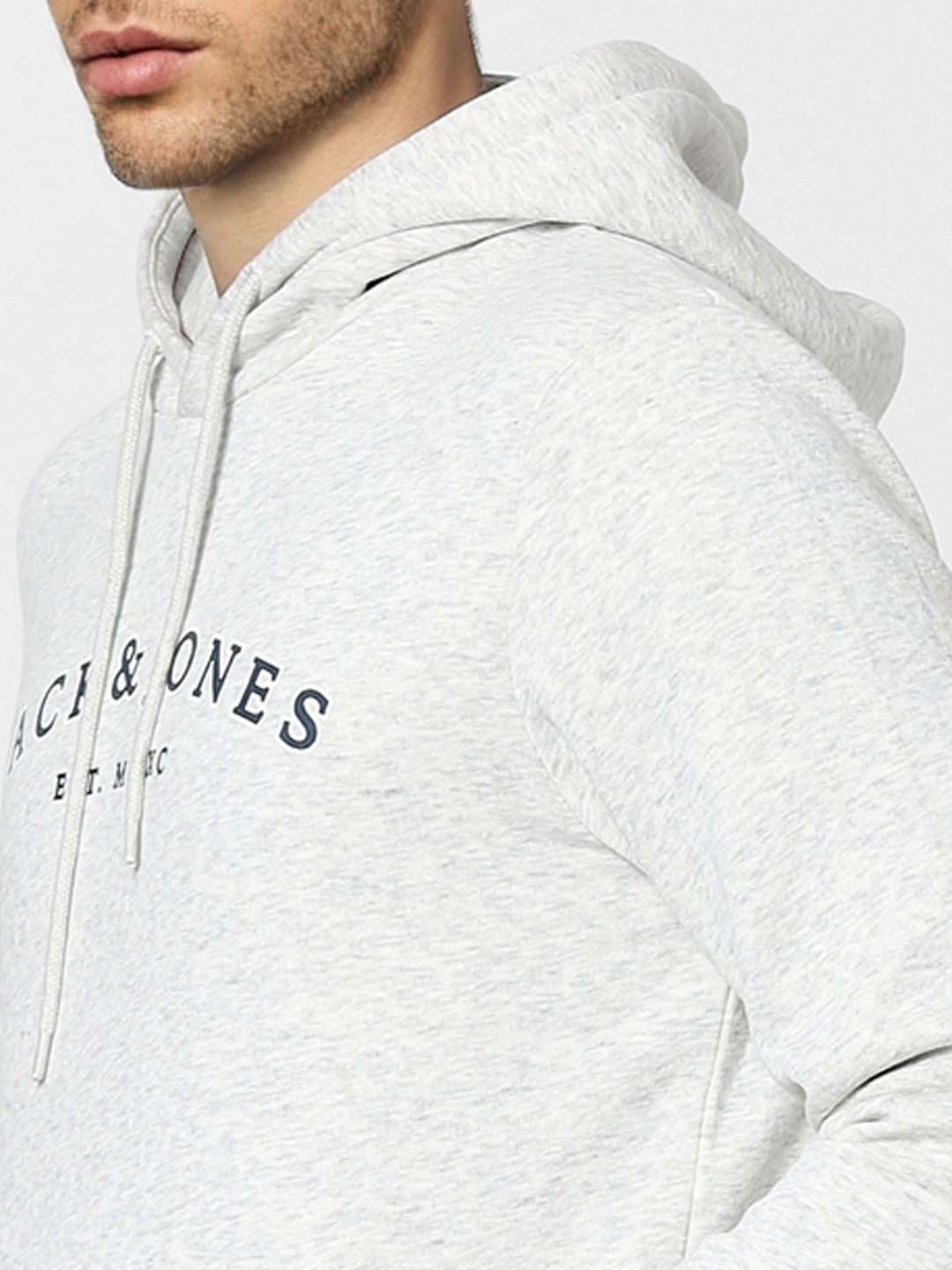 Grey Logo Print Hooded Sweatshirt