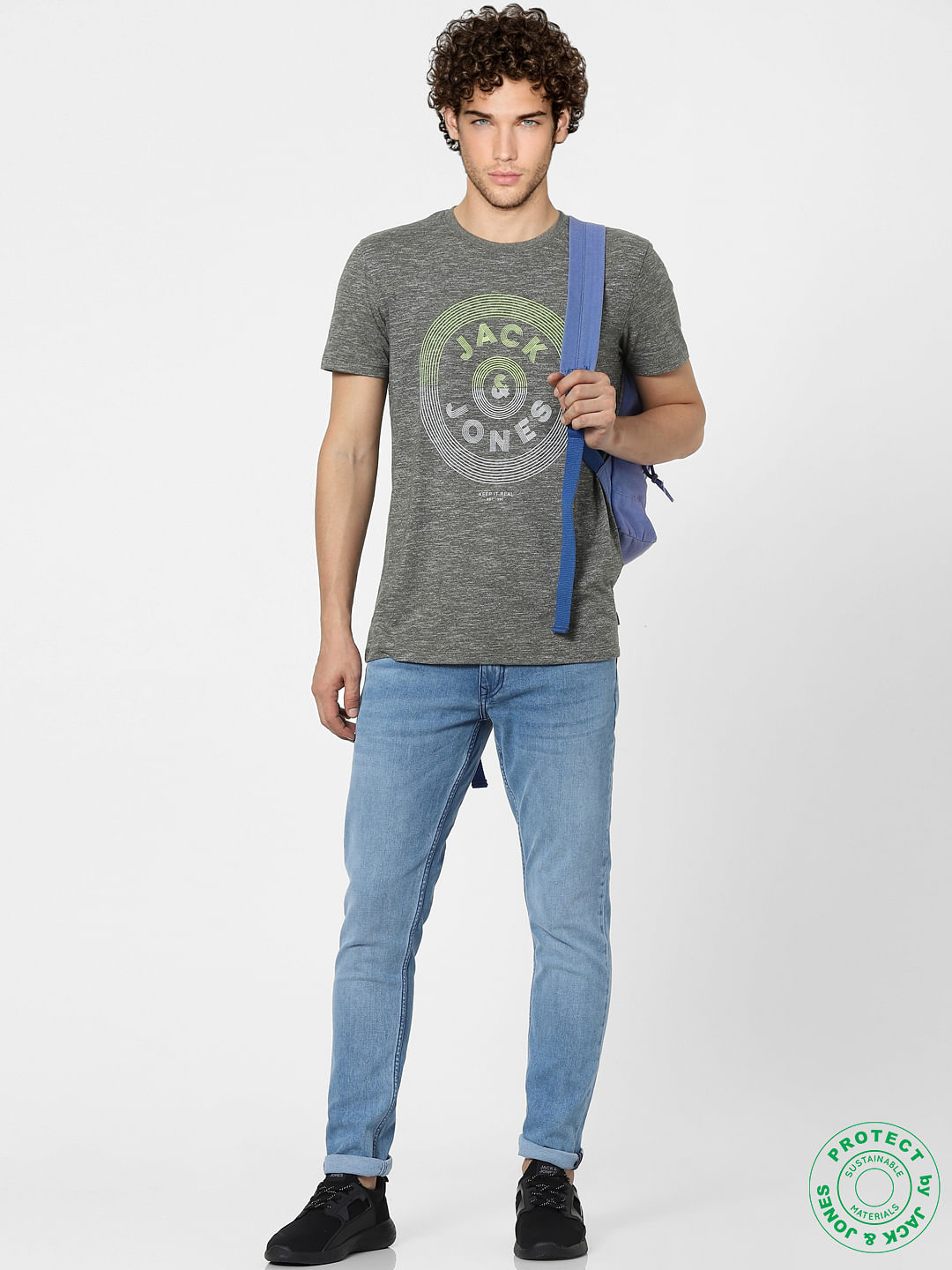Green Printed Crew Neck T-shirt - S