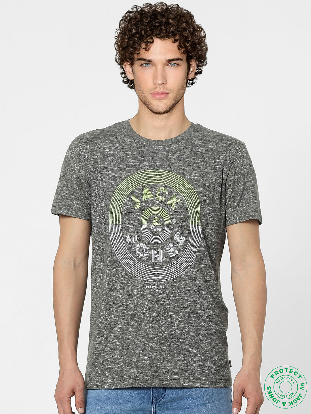 Green Printed Crew Neck T-shirt