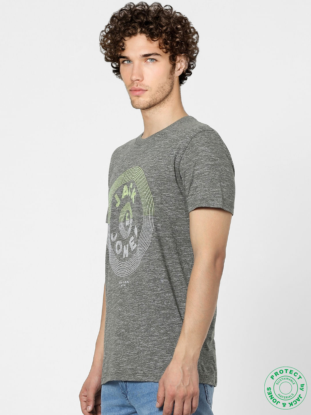Green Printed Crew Neck T-shirt