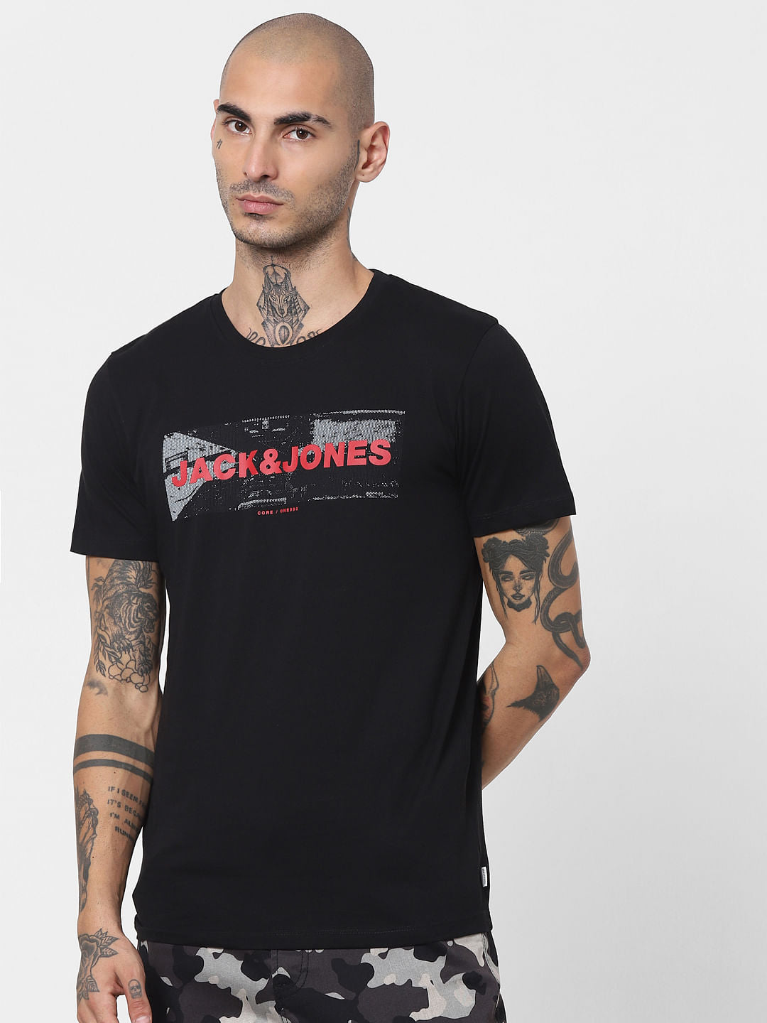 Black Logo Print Crew Neck T-shirt