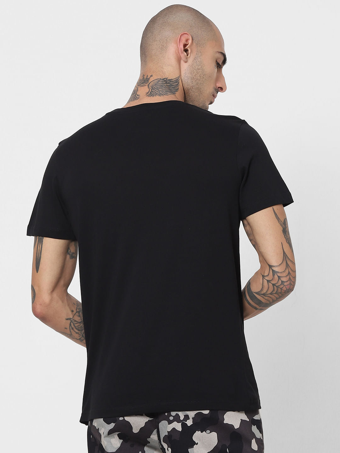 Black Logo Print Crew Neck T-shirt