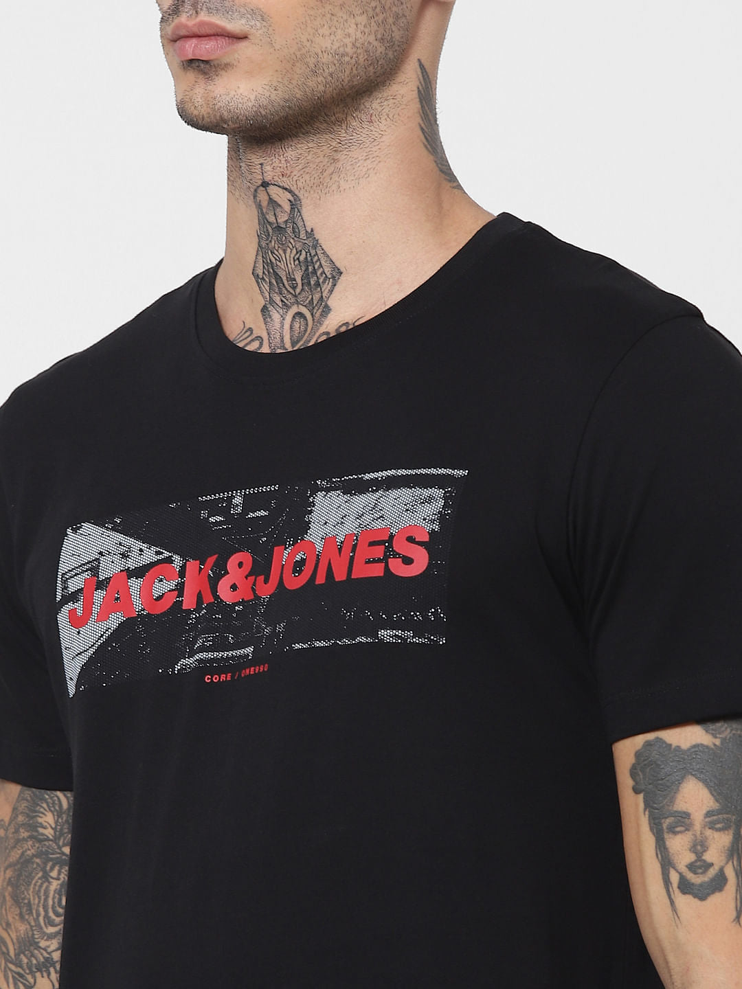 Black Logo Print Crew Neck T-shirt
