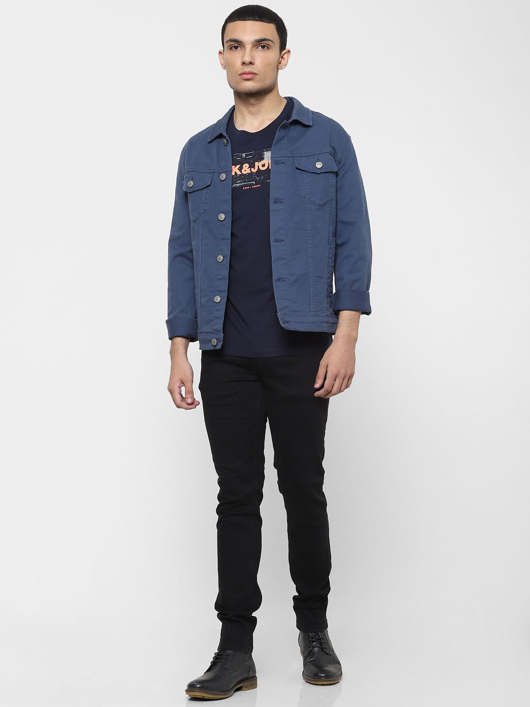 Blue Logo Print Crew Neck T-shirt - S