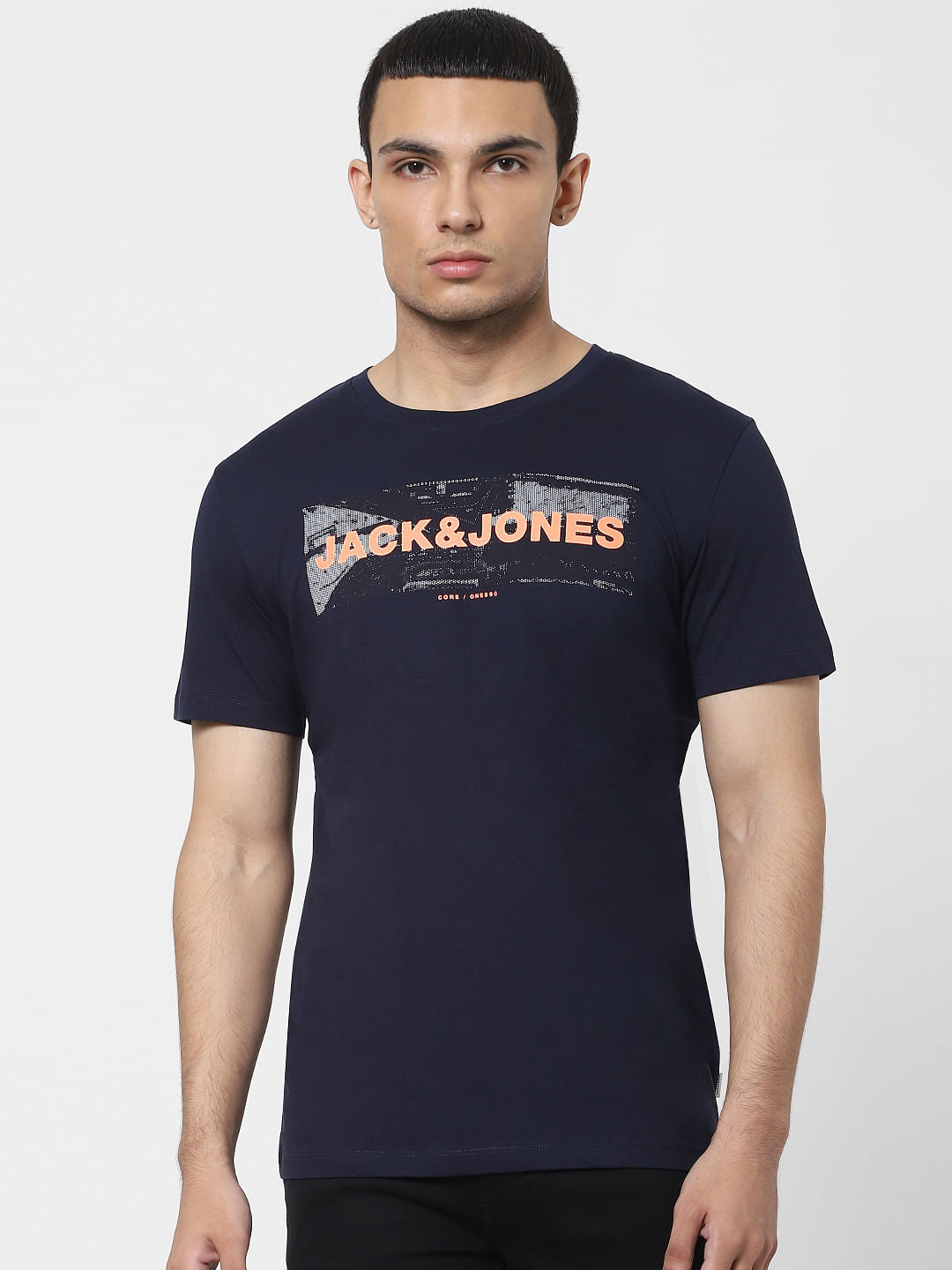 Blue Logo Print Crew Neck T-shirt