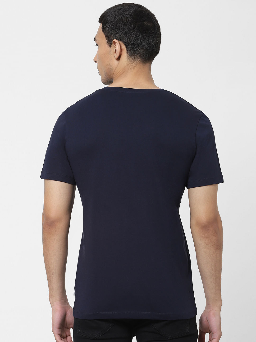 Blue Logo Print Crew Neck T-shirt