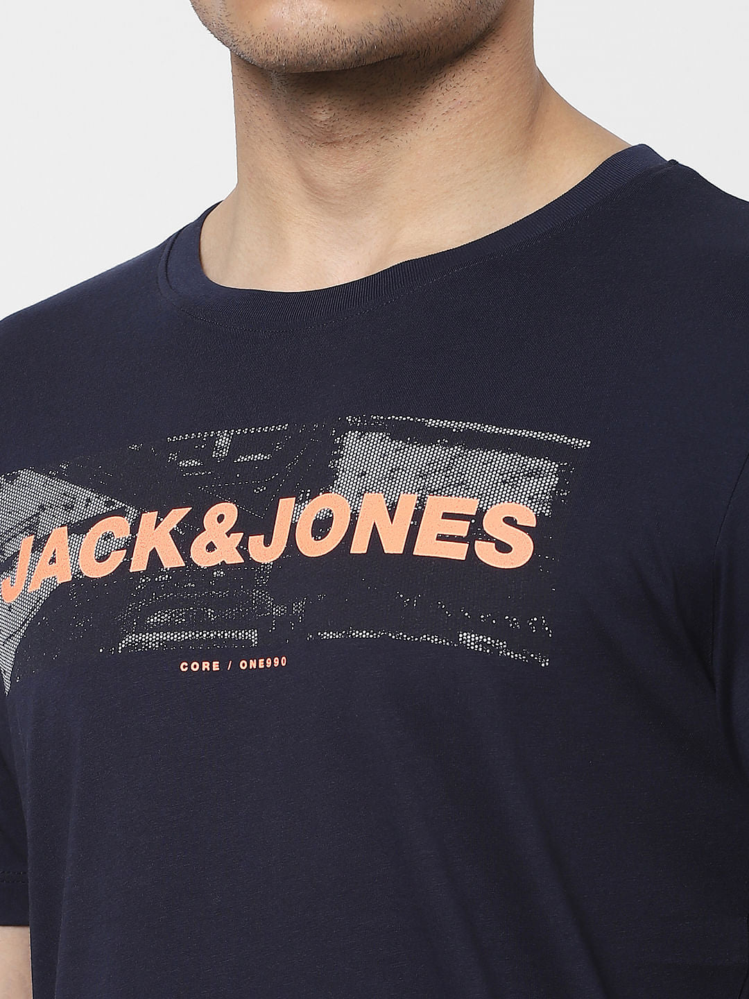 Blue Logo Print Crew Neck T-shirt