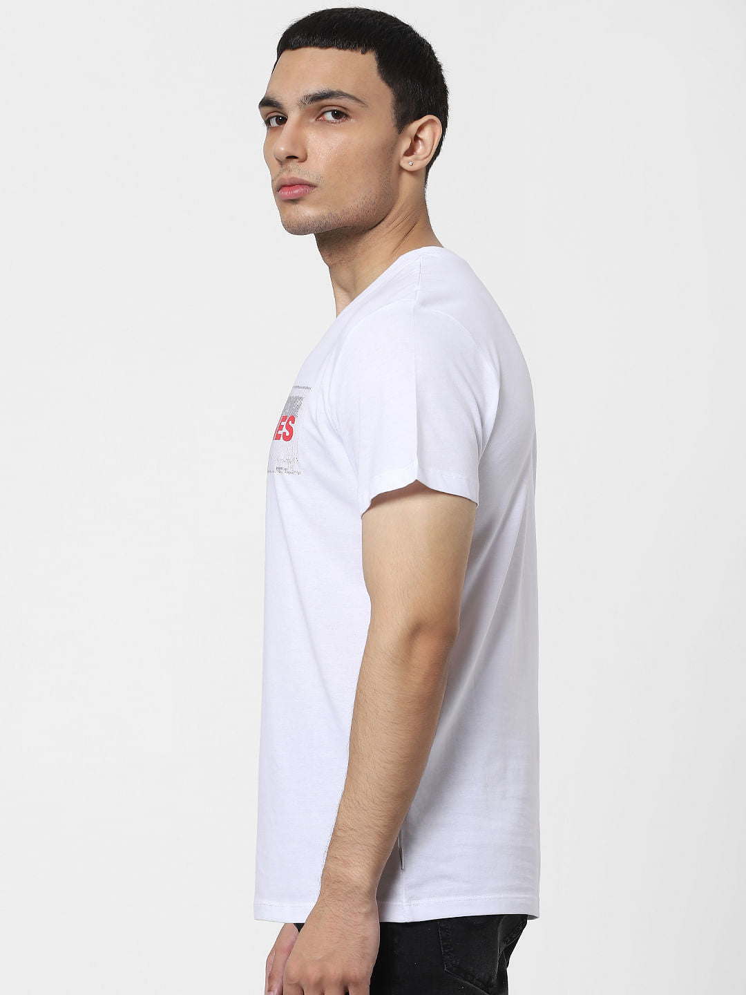 White Logo Print Crew Neck T-shirt