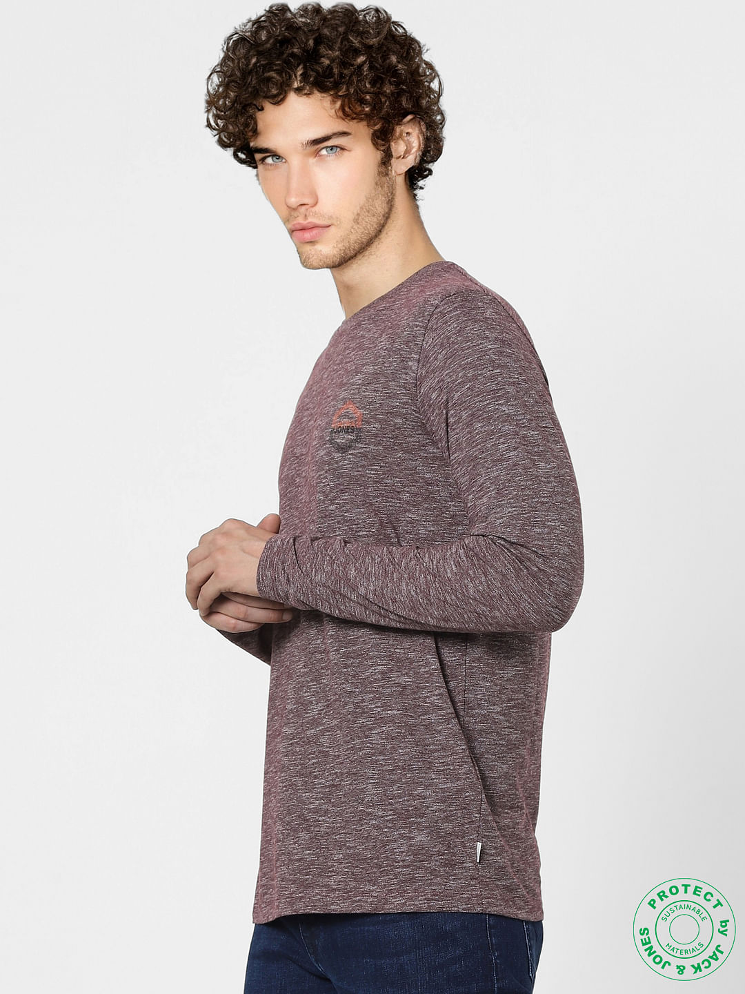 Red Logo Print Full Sleeves T-shirt