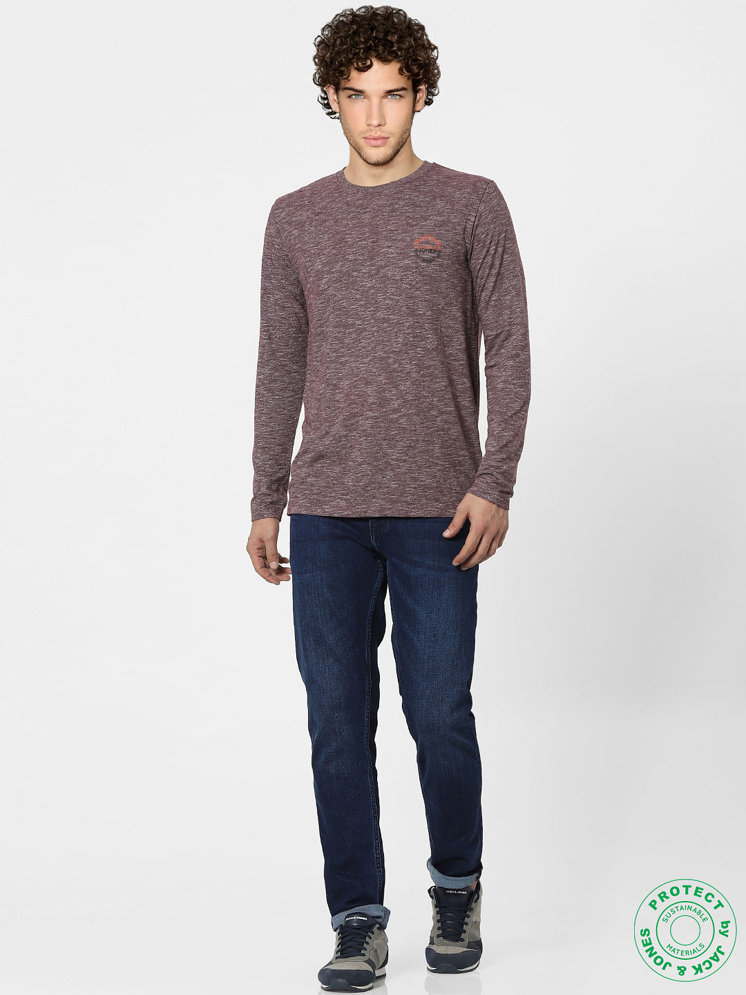 Red Logo Print Full Sleeves T-shirt