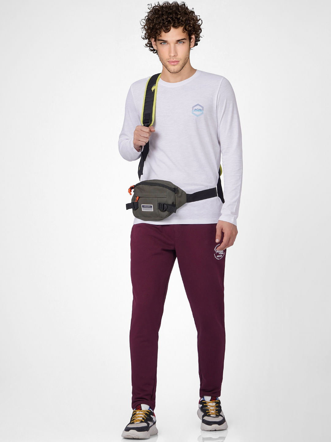 White Full Sleeves Crew Neck T-shirt - S