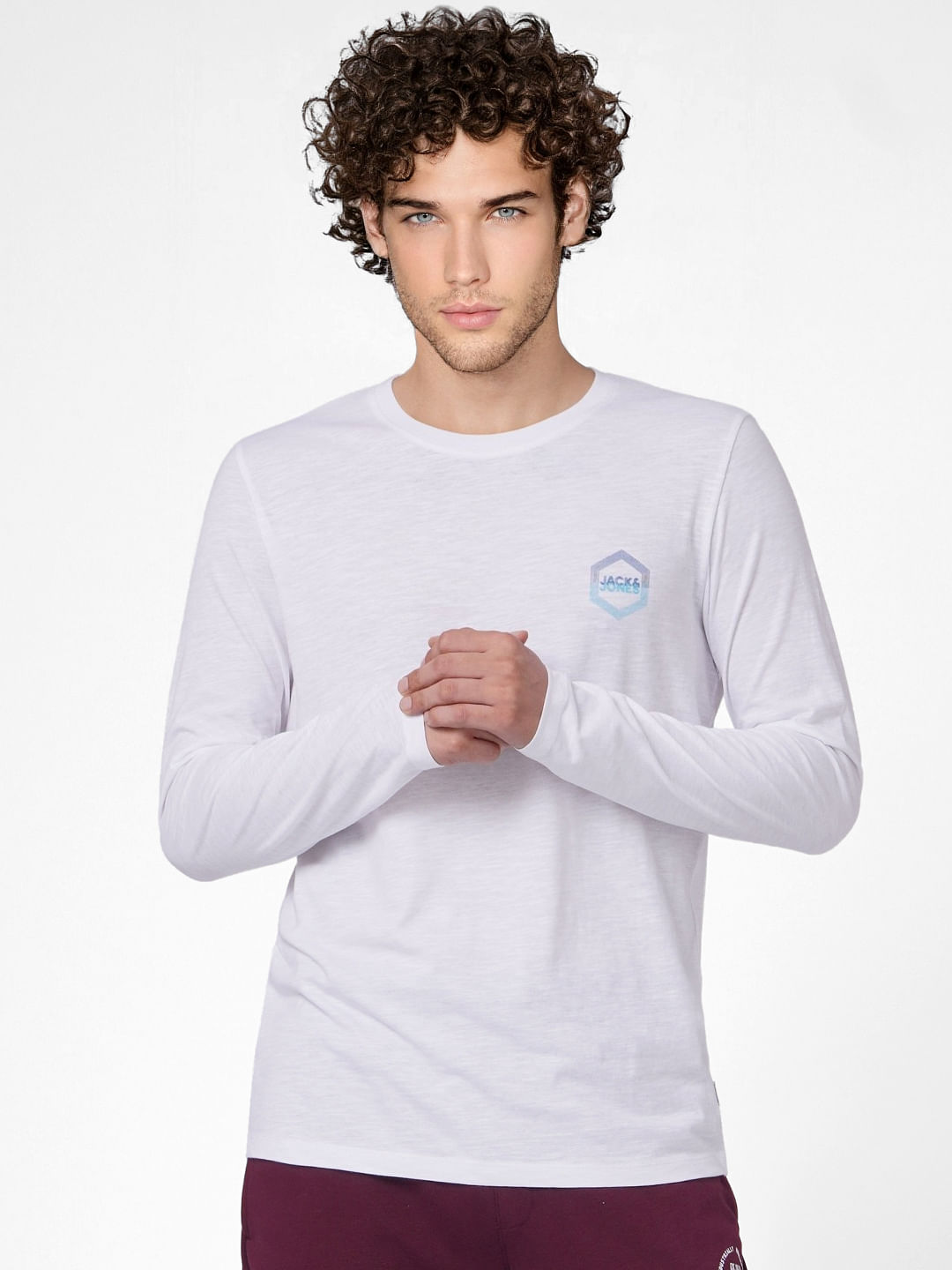 White Full Sleeves Crew Neck T-shirt
