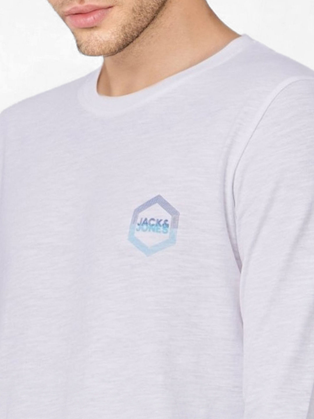White Full Sleeves Crew Neck T-shirt