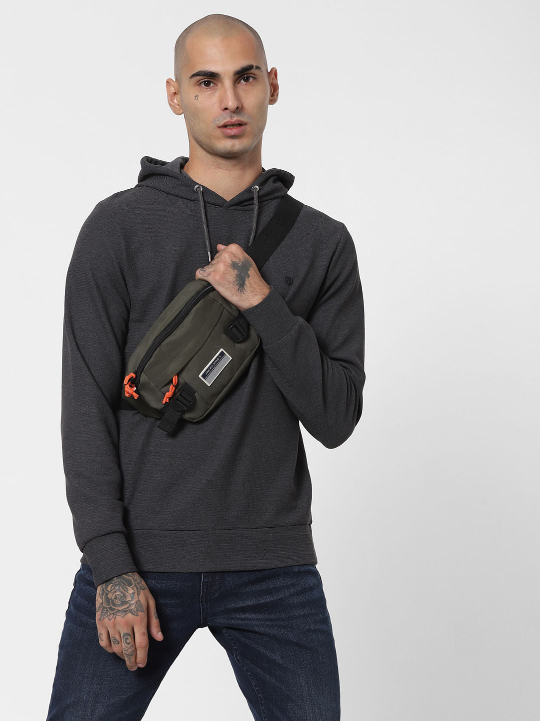 Grey Hooded Sweatshirt - S