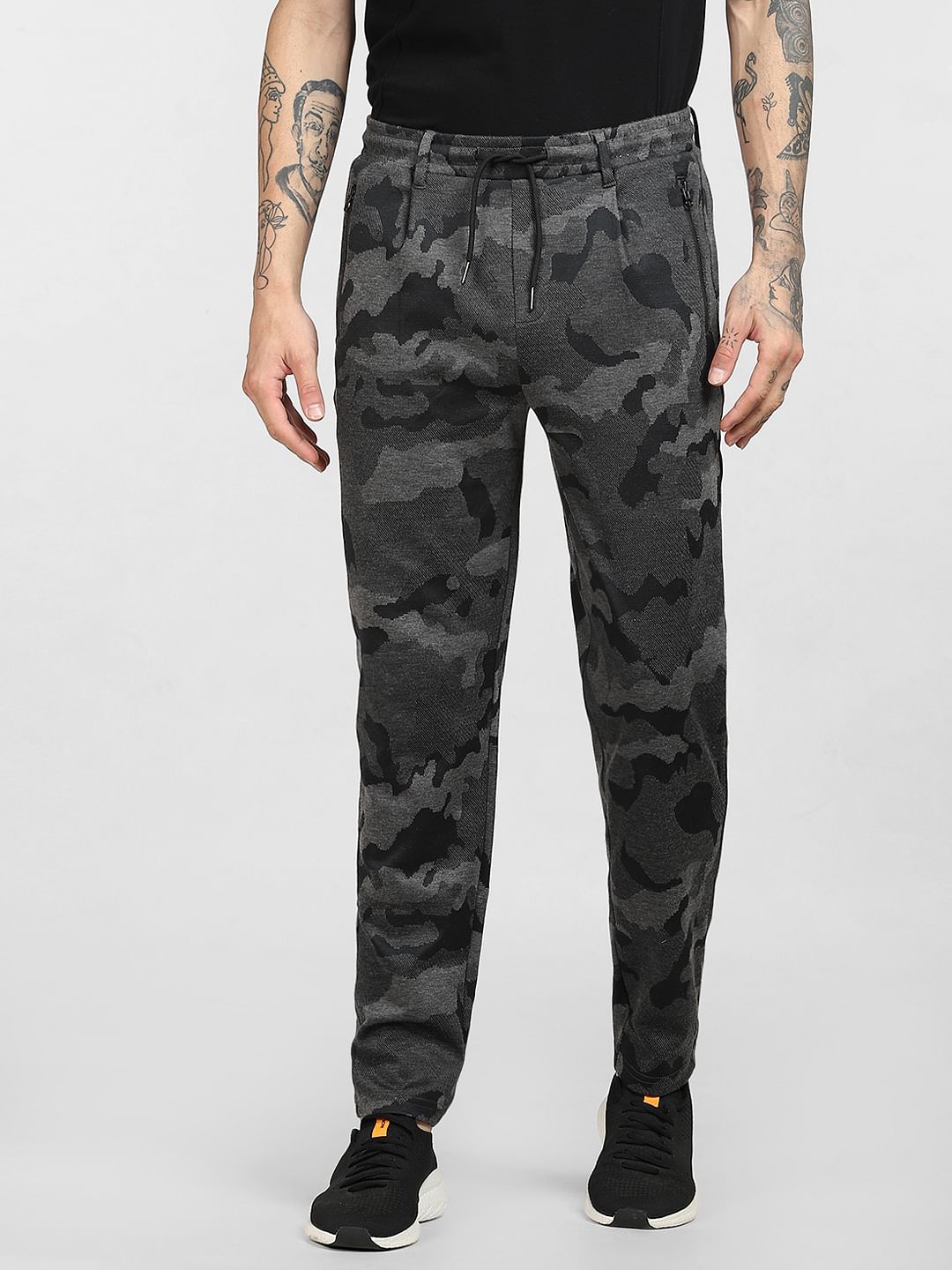 Black Mid Rise Camo Print Sweatpants
