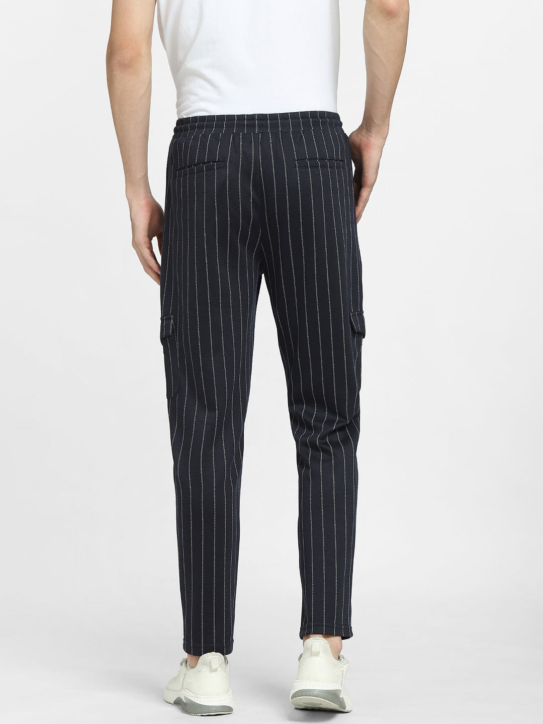 Navy Blue Striped Co-ord Cargo Pants