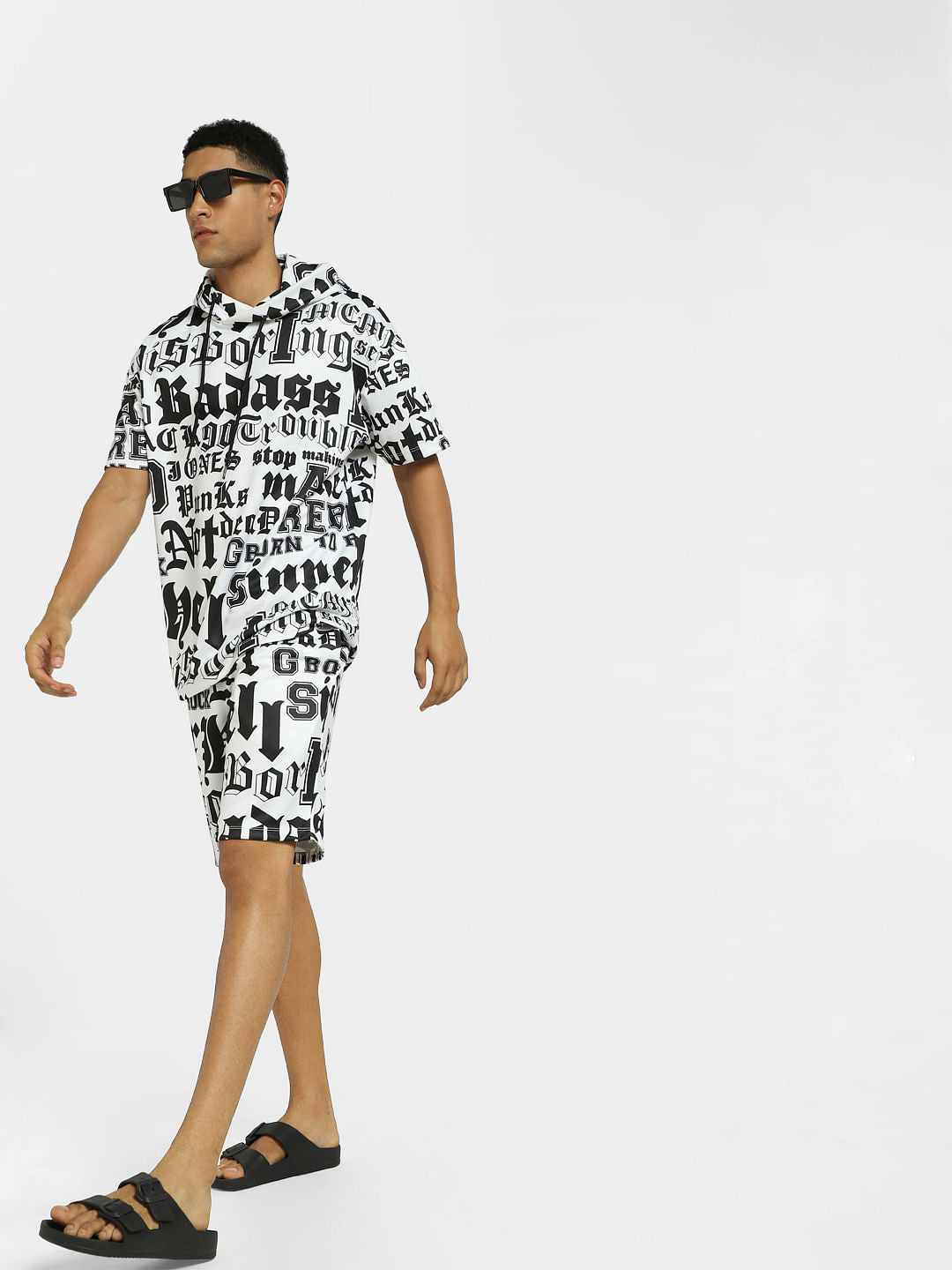 White Low Rise Typographic Co-ord Sweatshorts