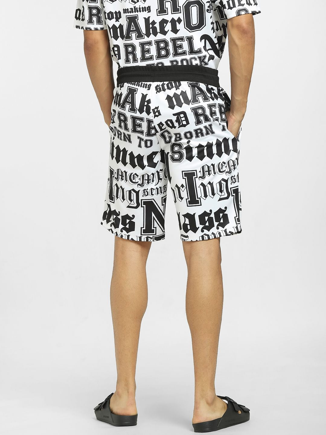 White Low Rise Typographic Co-ord Sweatshorts
