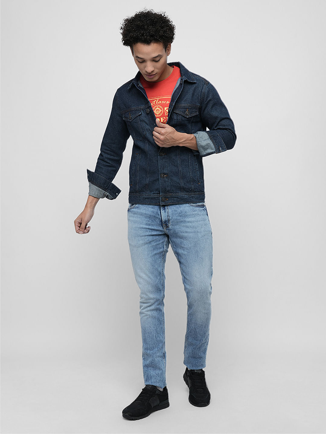 PRODUKT by JACK&JONES Dark Blue Cotton Denim Jacket