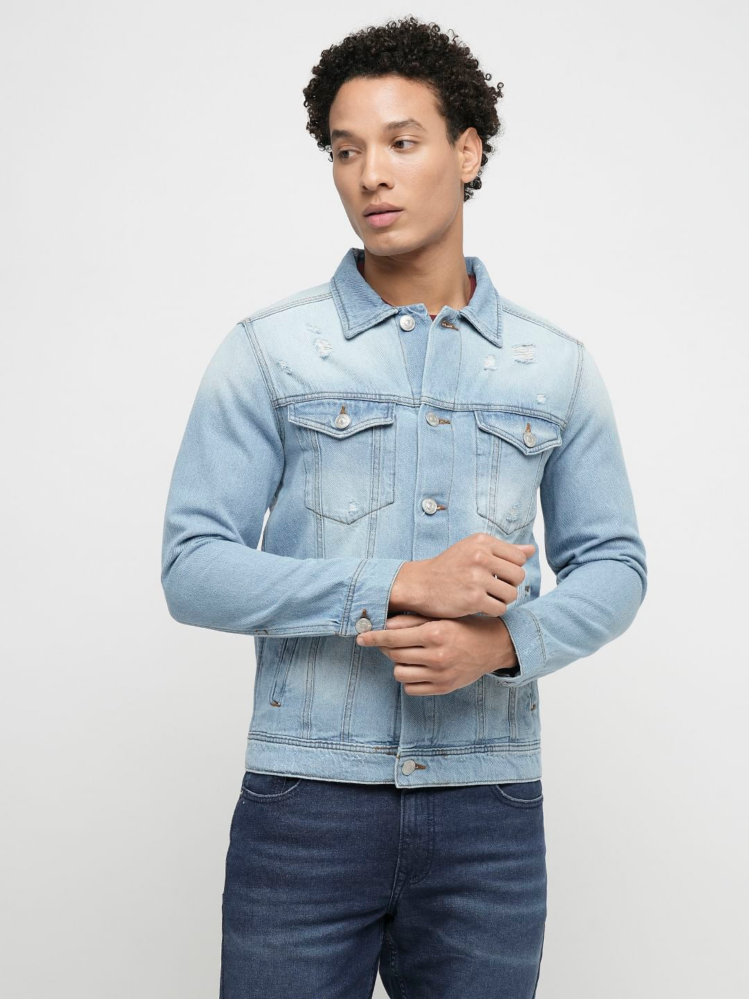 PRODUKT by JACK&JONES Light Blue Washed Cotton Denim Jacket