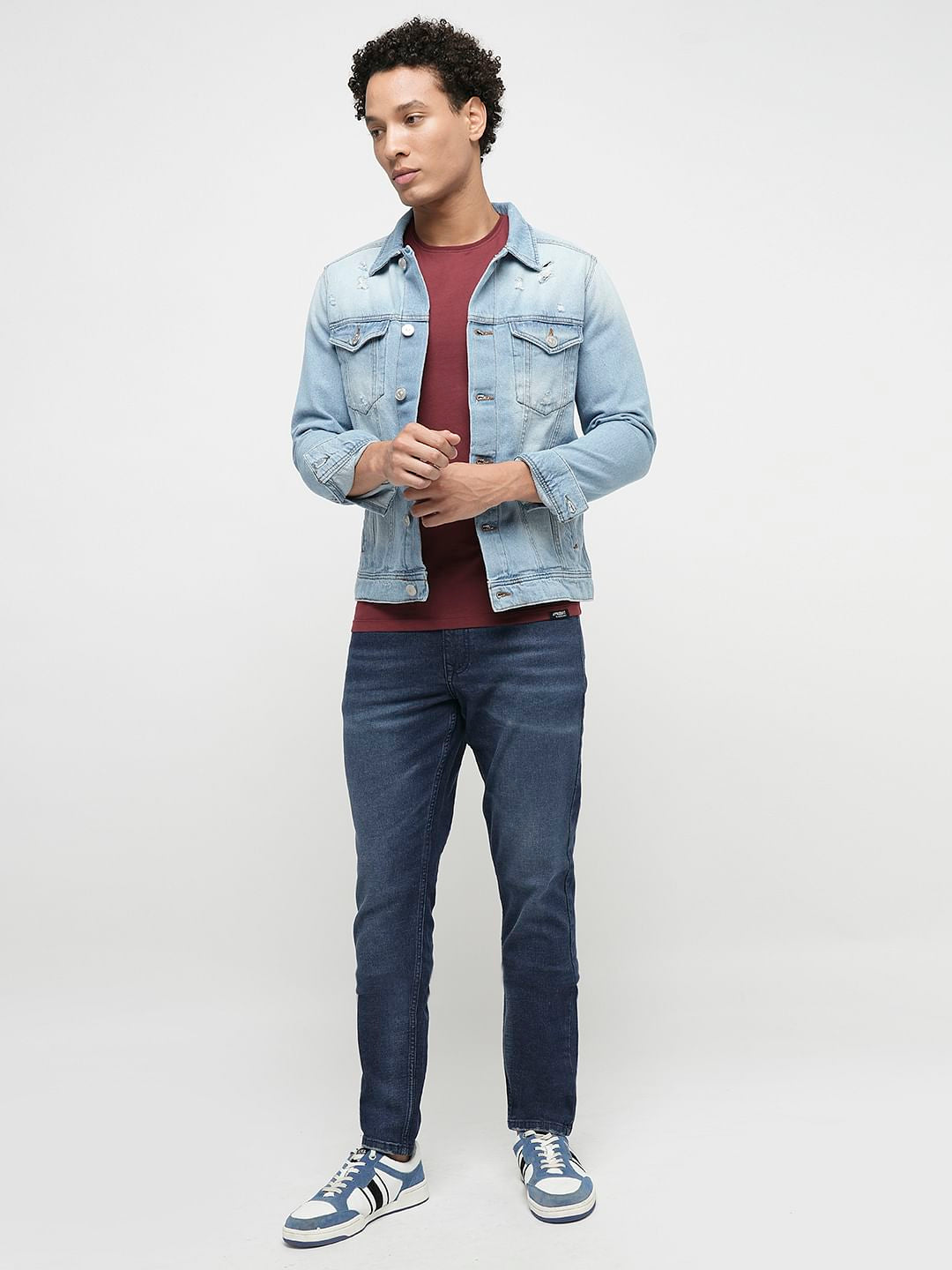 PRODUKT by JACK&JONES Light Blue Washed Cotton Denim Jacket