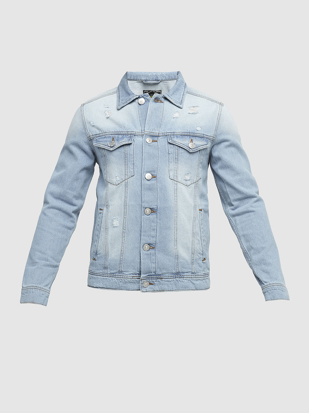 PRODUKT by JACK&JONES Light Blue Washed Cotton Denim Jacket