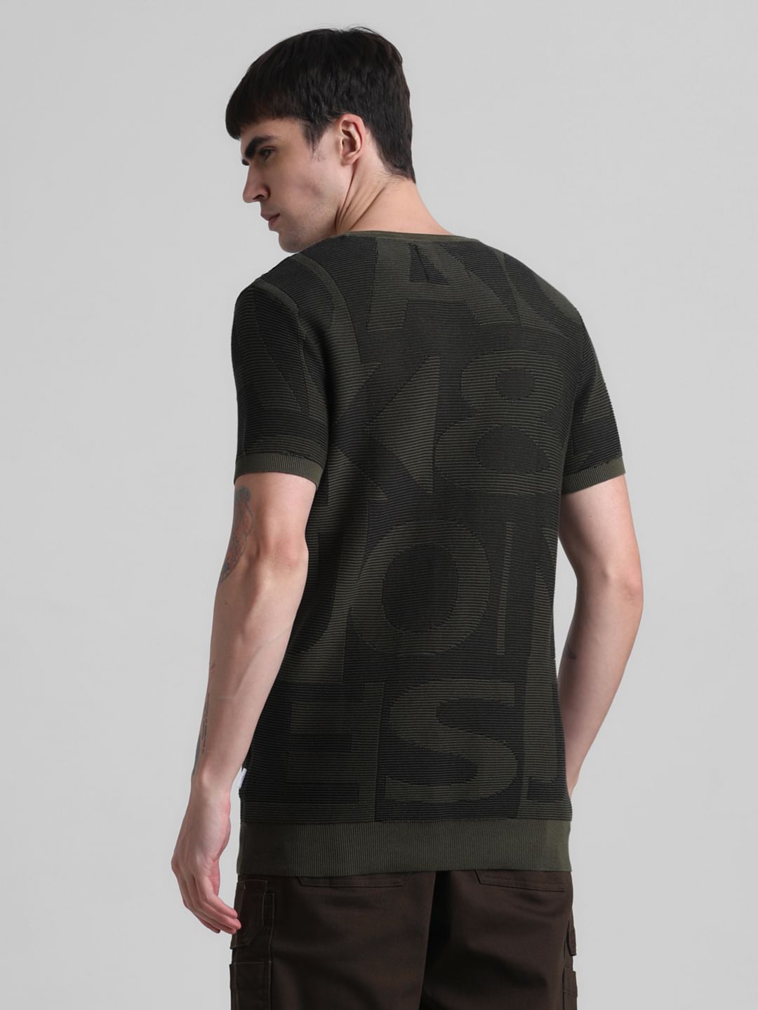 Green Logo Print Knitted T-shirt