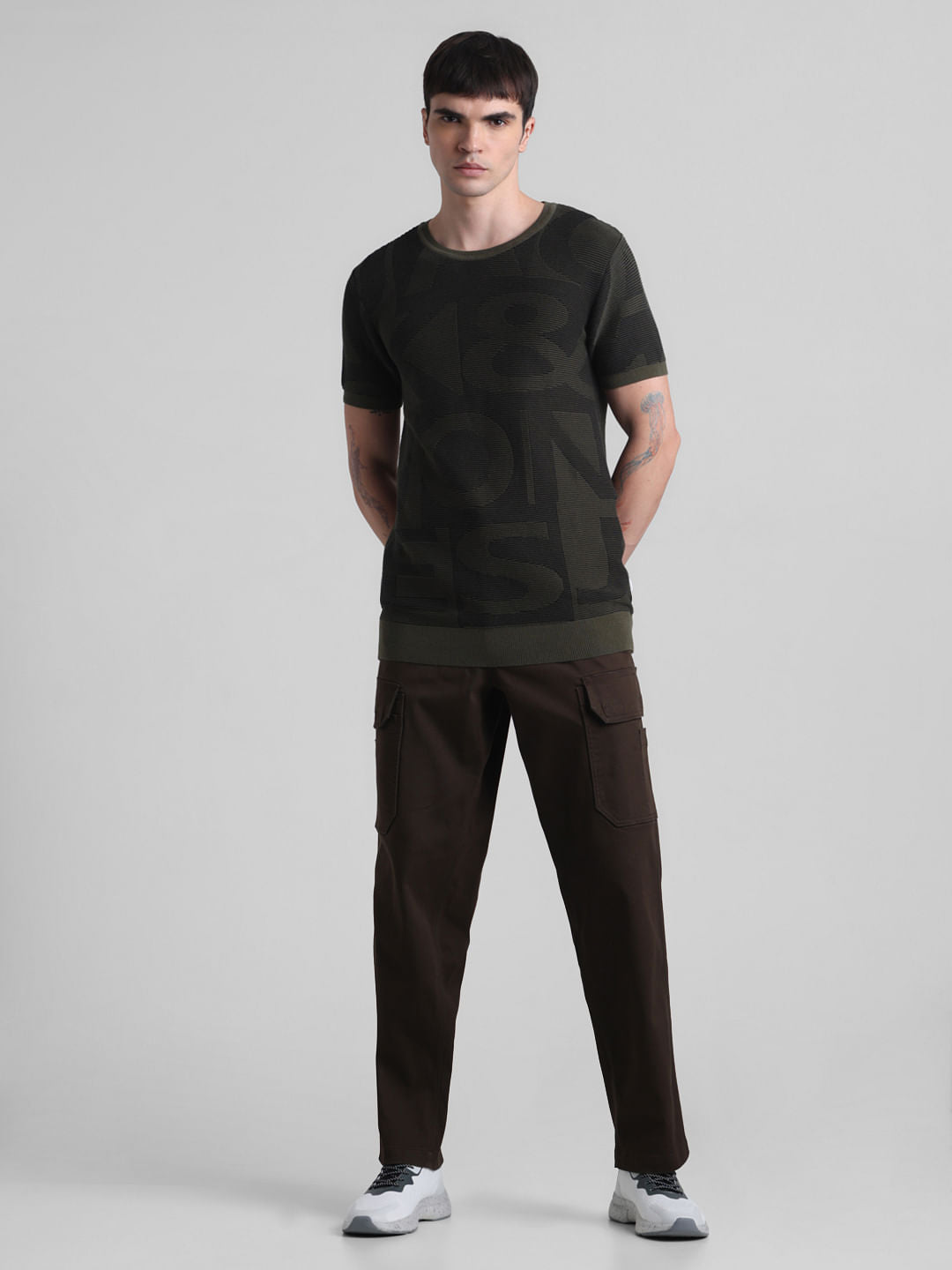 Green Logo Print Knitted T-shirt