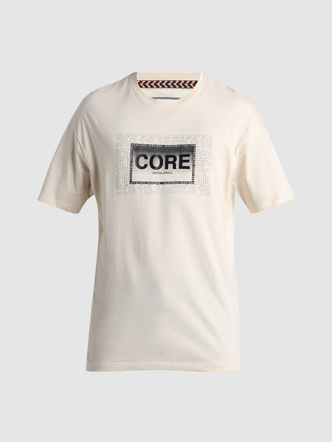 Beige Logo Oversized Crew Neck T-shirt